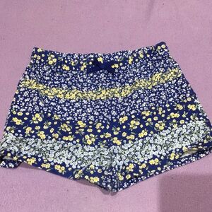 The Children's Place Navy Blue Floral Athletic Shorts with Yellow Accents